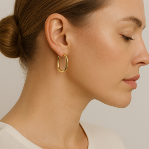 Classic Hoop Earrings 18K Gold Plated Waterproof (Multiple size options)