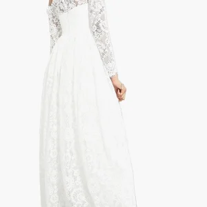 White Lace Long Sleeve Off-shoulder Dress