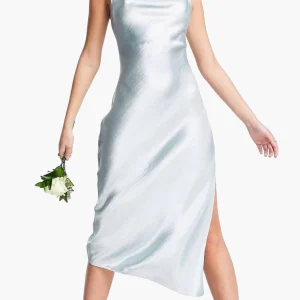 Grey Lace Up Cami Midi Slip Dress