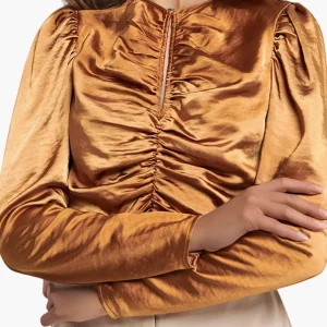 Golden Brown Gathered Blouse